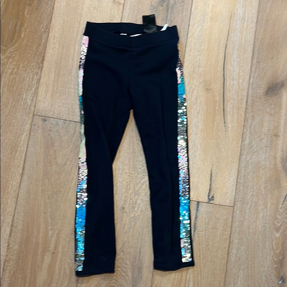 H&M Blue Leggings with Shimmery Side Stripes